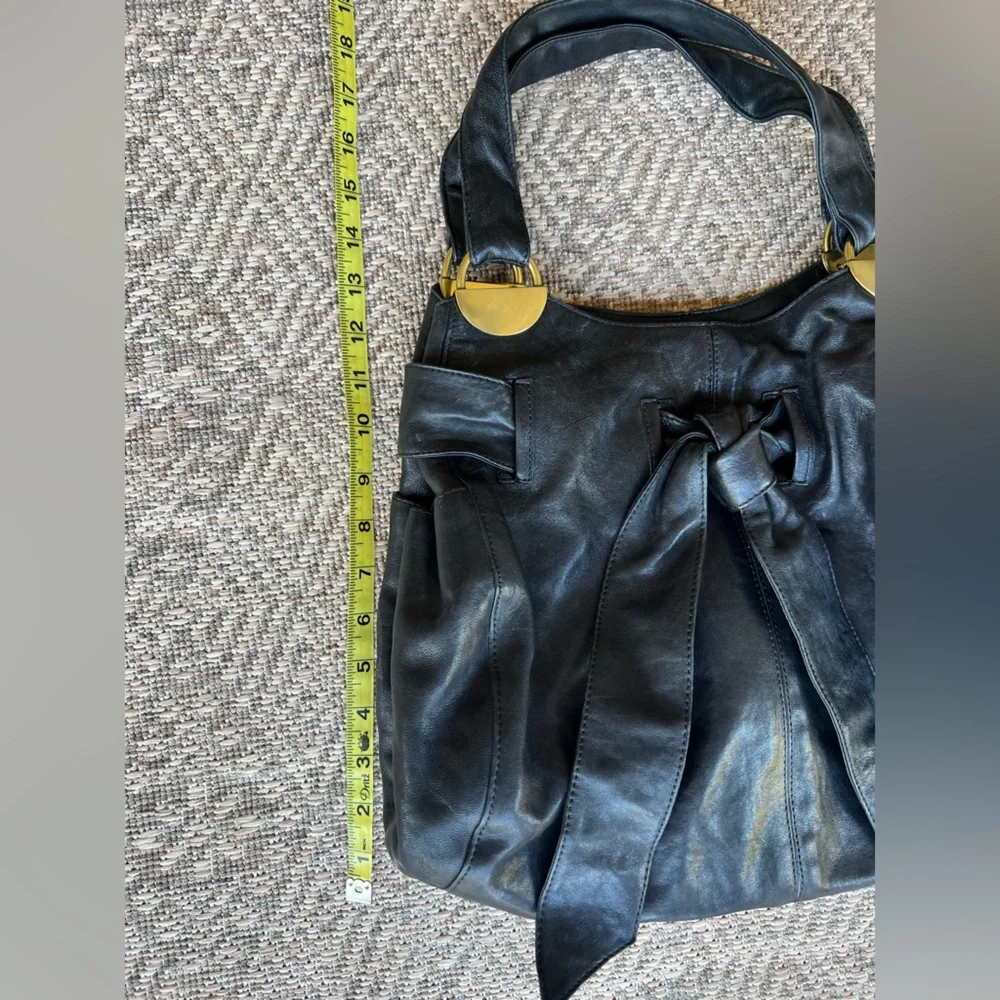 Kooba Y2K Vintage Leather Hobo‎ Bag Purse Black Slouchy Gold Brass Accents